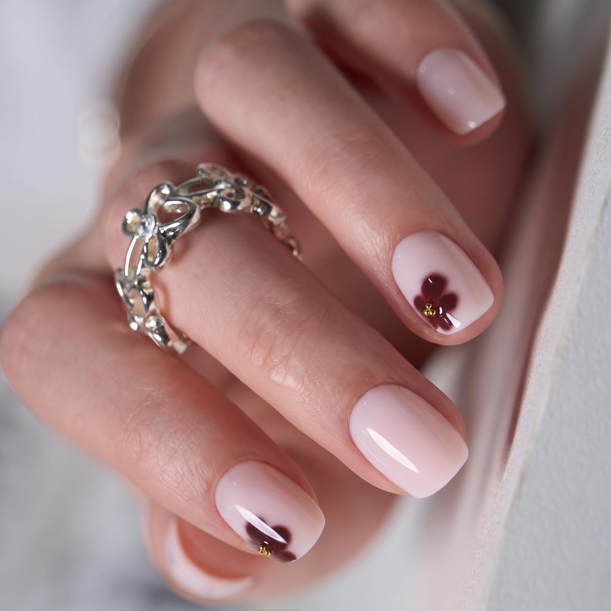 CurvLife Extra Short Square Press On Nails, Nude, Nude Luster, Soft Gel