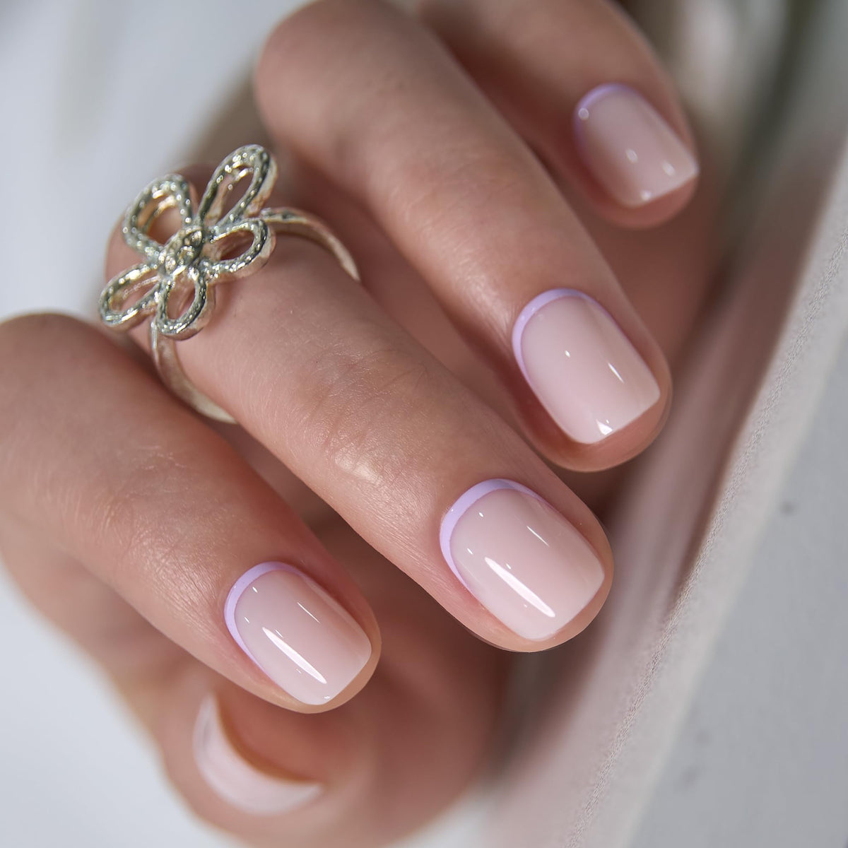 CurvLife Extra Short Square Press On Nails, Nude, Nude Luster, Soft Gel