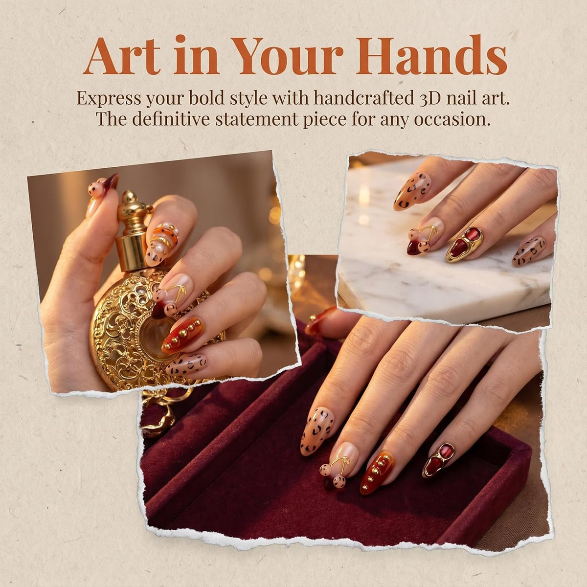 Luxury Handmade Press on Nails Medium Almond (Size M)