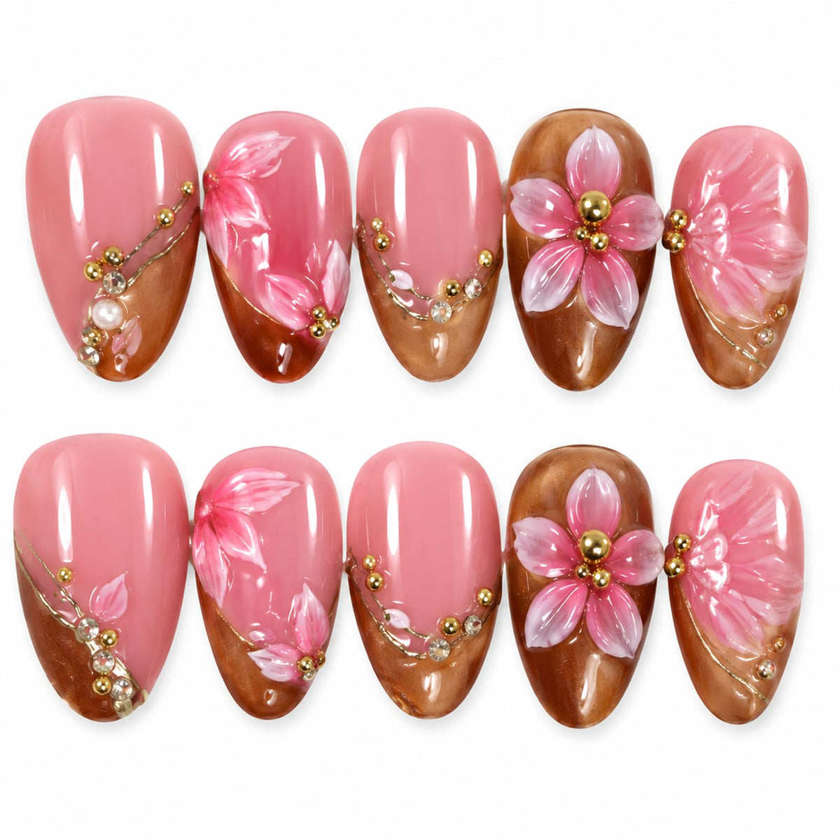 Luxury Handmade Press on Nails Medium Almond (Size M)
