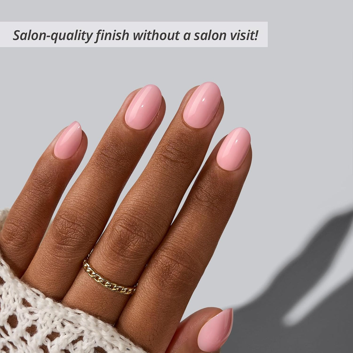 BTArtbox Press On Nails, Extra Short Almond Baby Pink Nails, 32Pcs Full Kit