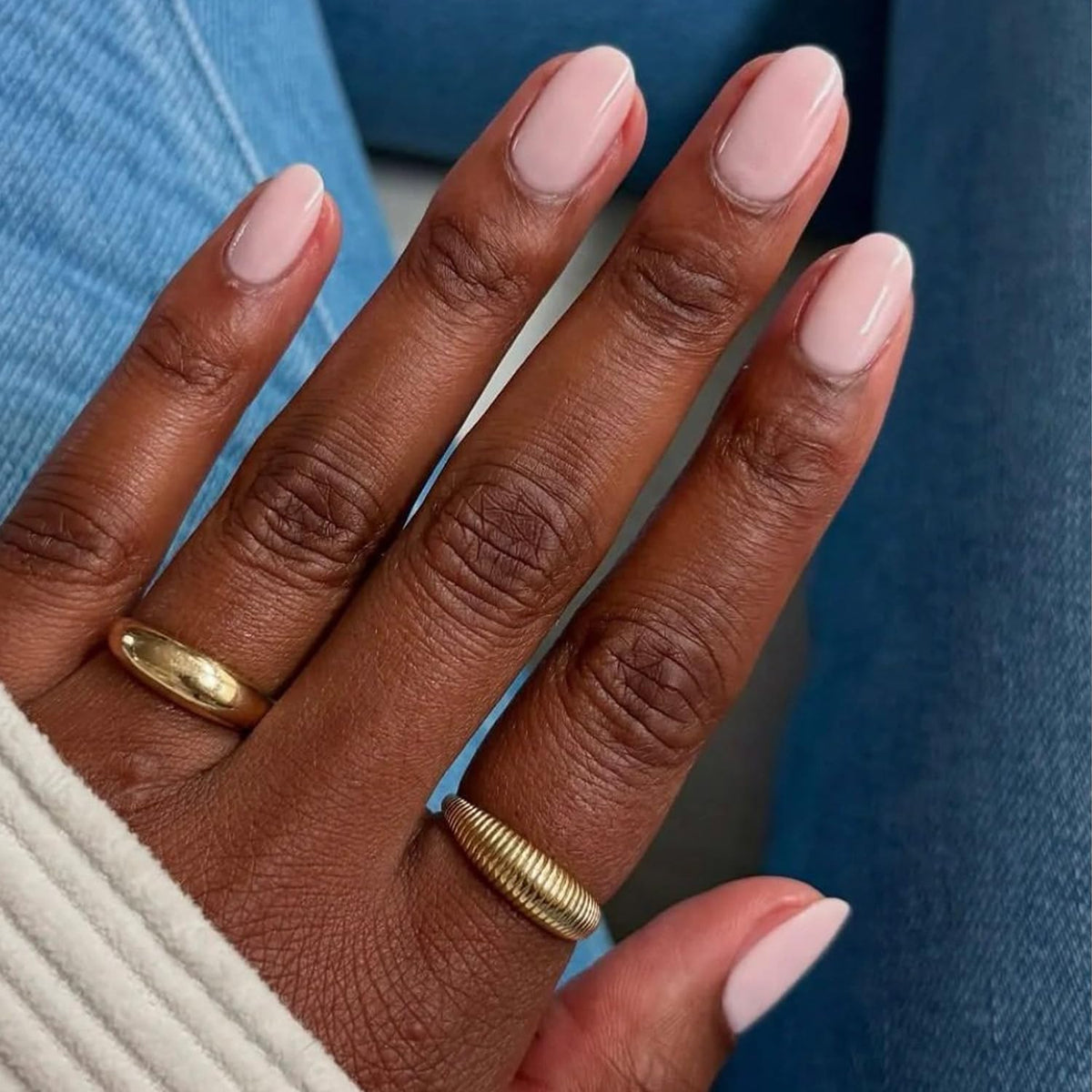 French Tip Press on Nails Medium Almond Fake Nails White Pearl False Nail Tips Summer Wedding Acrylic Nails Glossy Beach Glue on Nails Reusable Cute Stick on Nails for Women Manicure