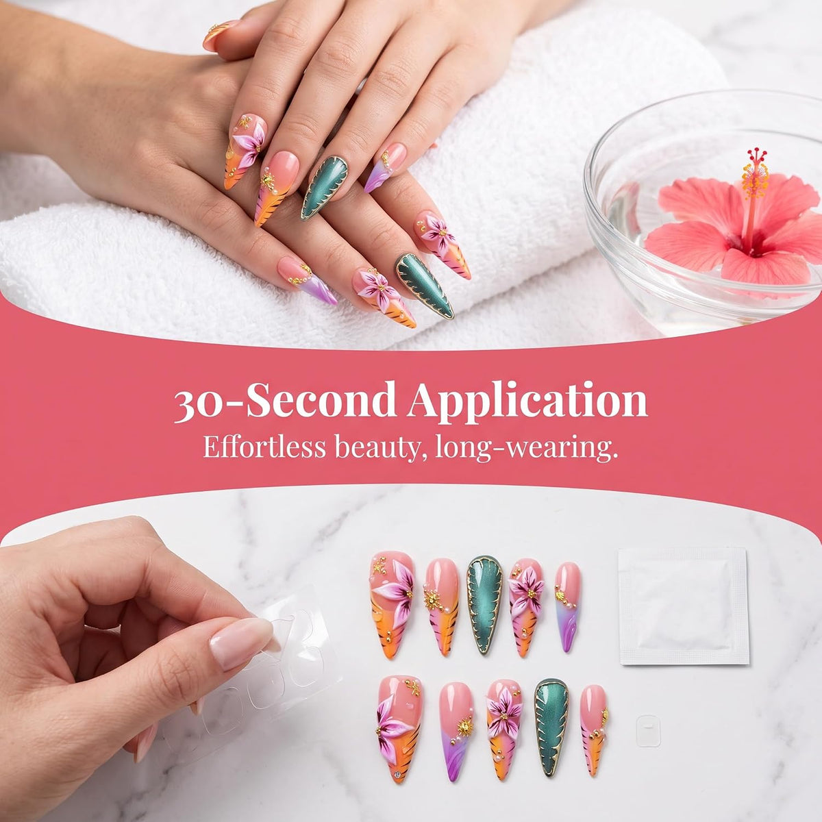 Luxury Long Stiletto Press on Nails Handmade Acrylic False Nails