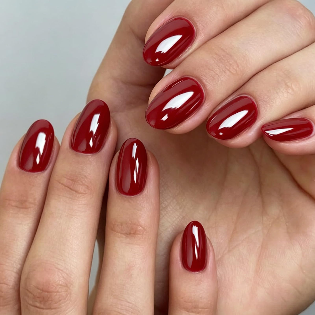 Pearl White Chrome Press on Nails Short Oval-Bling Glazed Design Chrome Glue on Nail, Salon Quality Shiny Full Cover Stick on Natural Fake Nail with Full Nail Kit for Women Bridal Wedding 32PCS