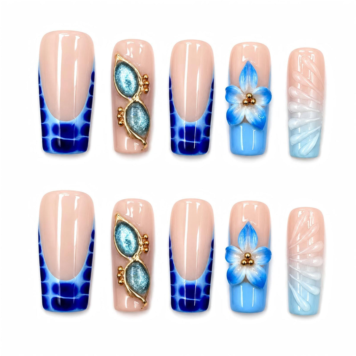 xl Square Handmade Press on Nails Long Luxury Acrylic Fake Nails