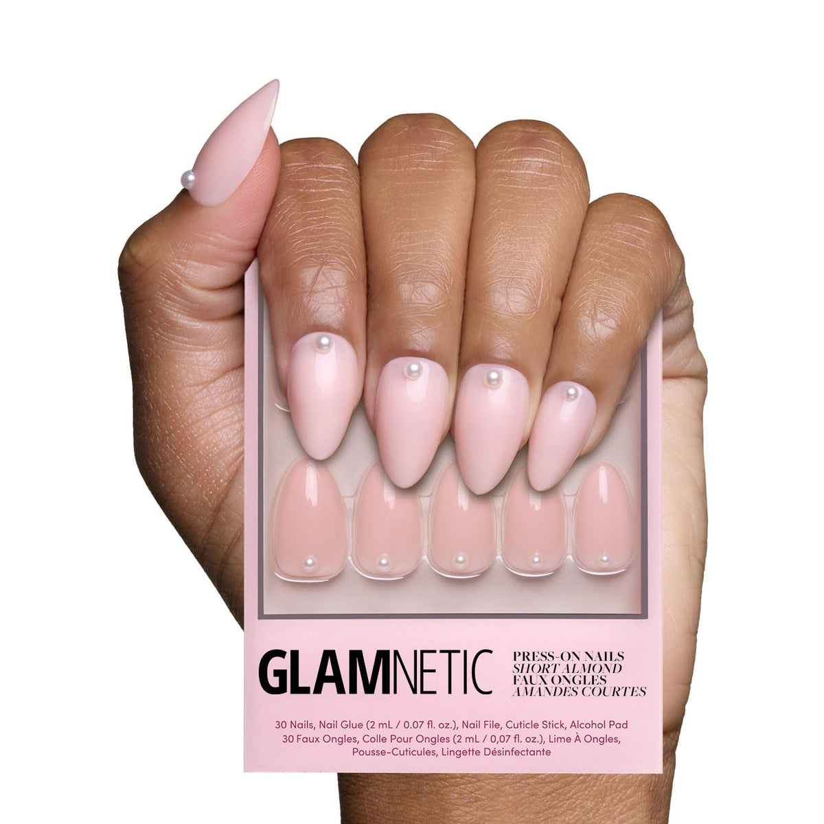 Glamnetic Press On Nails - Short Almond, Glazed Fake Nails 30 Pc Full Kit