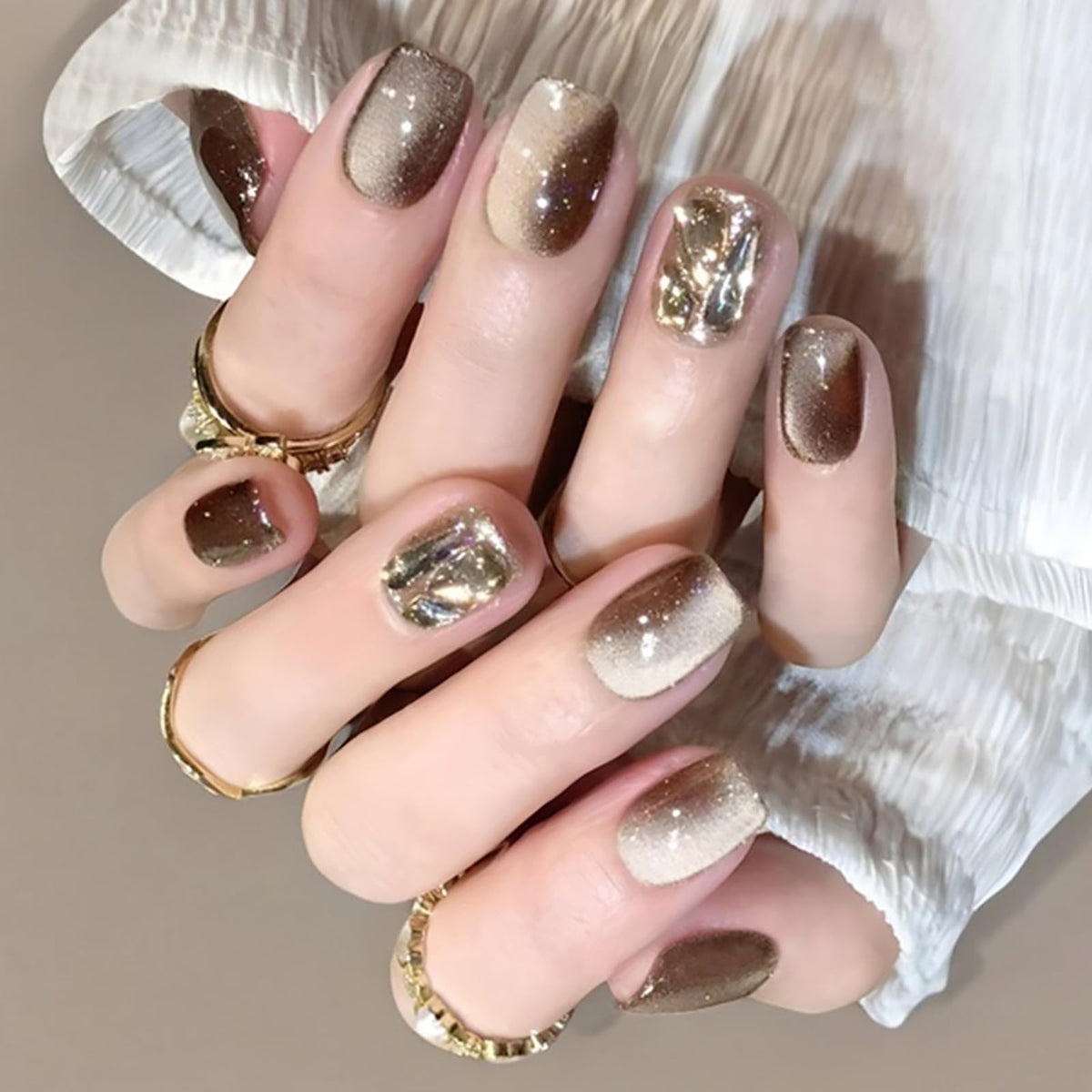 24Pcs Long Square Nude Pink White Nails Press ons Pearl Gold Flower Fake Nails Elegant False Nails Bridal Nails Glue on Luxurious Stick on Nails Casual Work for Girl Women Wedding Formal Occasions