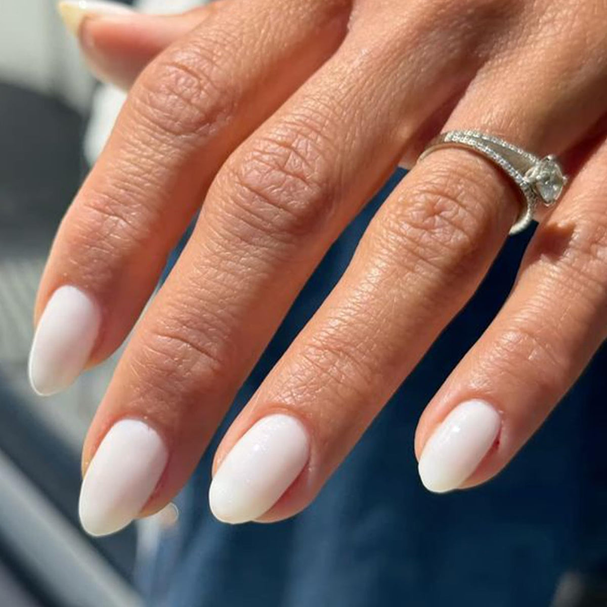 modelones French Tip Press On Nails, Short Oval Fake Nails Nails Press Ons