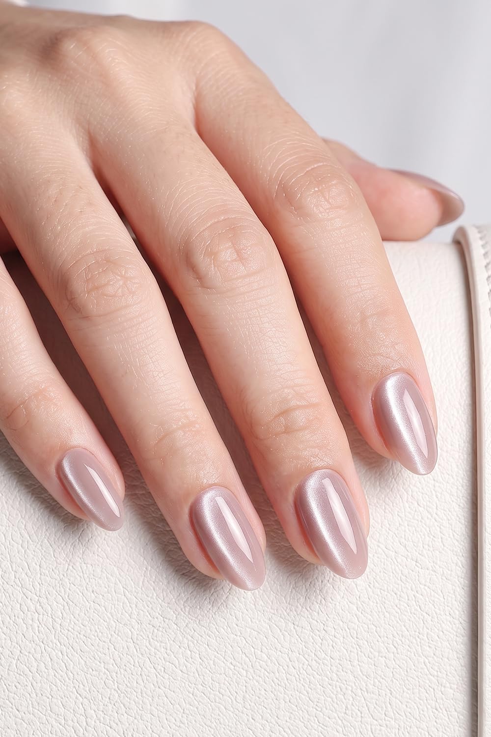 AzureBeauty Short Almond French Tip Press On Nails, Glazed Donut, 32 Pcs