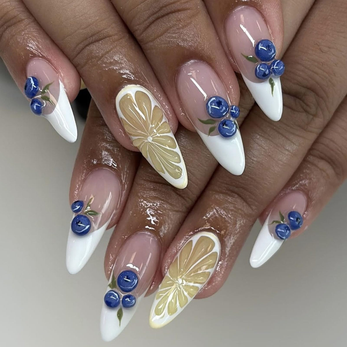 White French Tip Press on Nails Almond Medium Fake Nails with Silver Glitter Designs Nails Press ons Nude Glue on Nails Glossy Acrylic Nails Simple Stick on Nails for Women 24Pcs