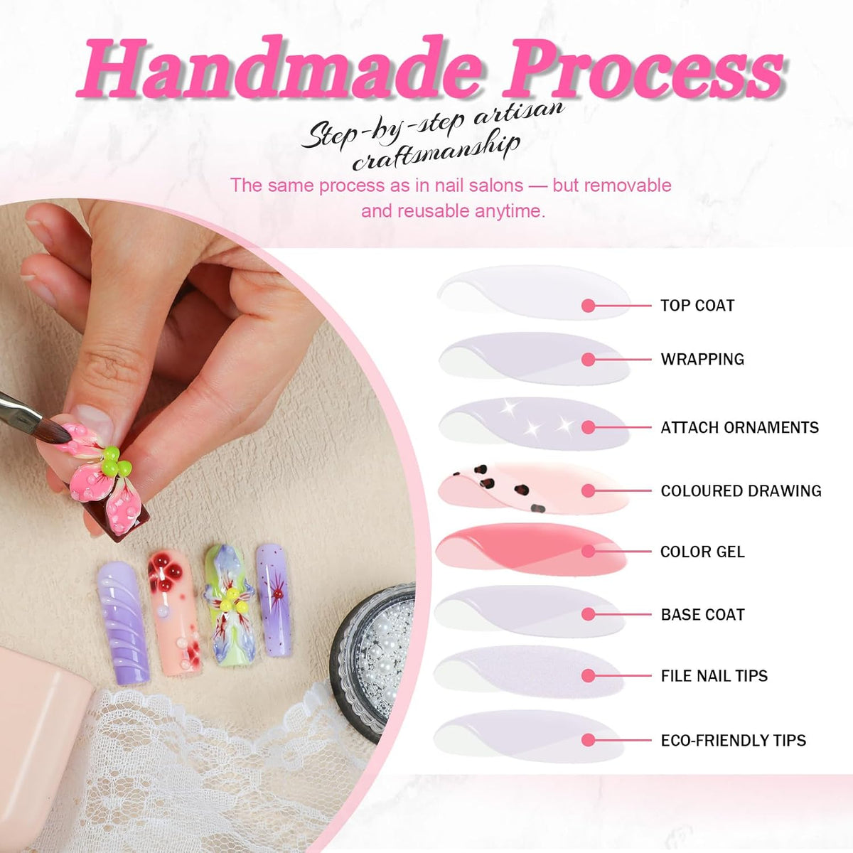 Luxury Baroque Press-On Nails 10pcs, Handmade Long Square Acrylic Nails with Sculpted Gold Relief, Gemstone Heart Charms & Pearl Details, Vintage Green Brown Glossy Design for Statement Style – Appife