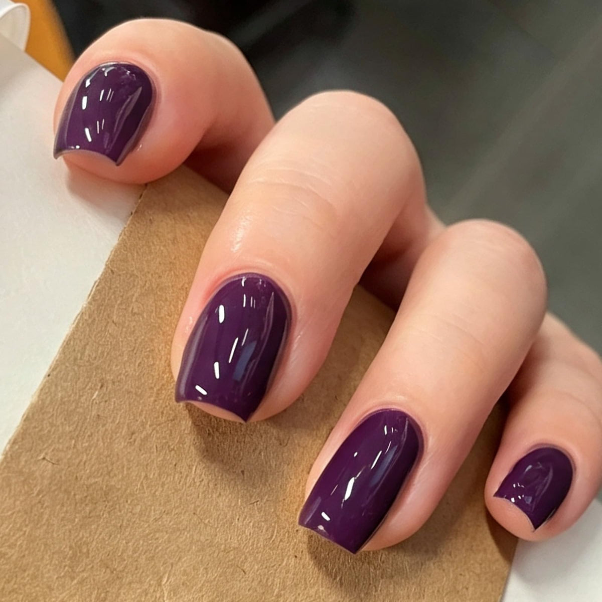 Modelones Burgundy Press on Nails Short Square, Dark Red Fall Fake Nails