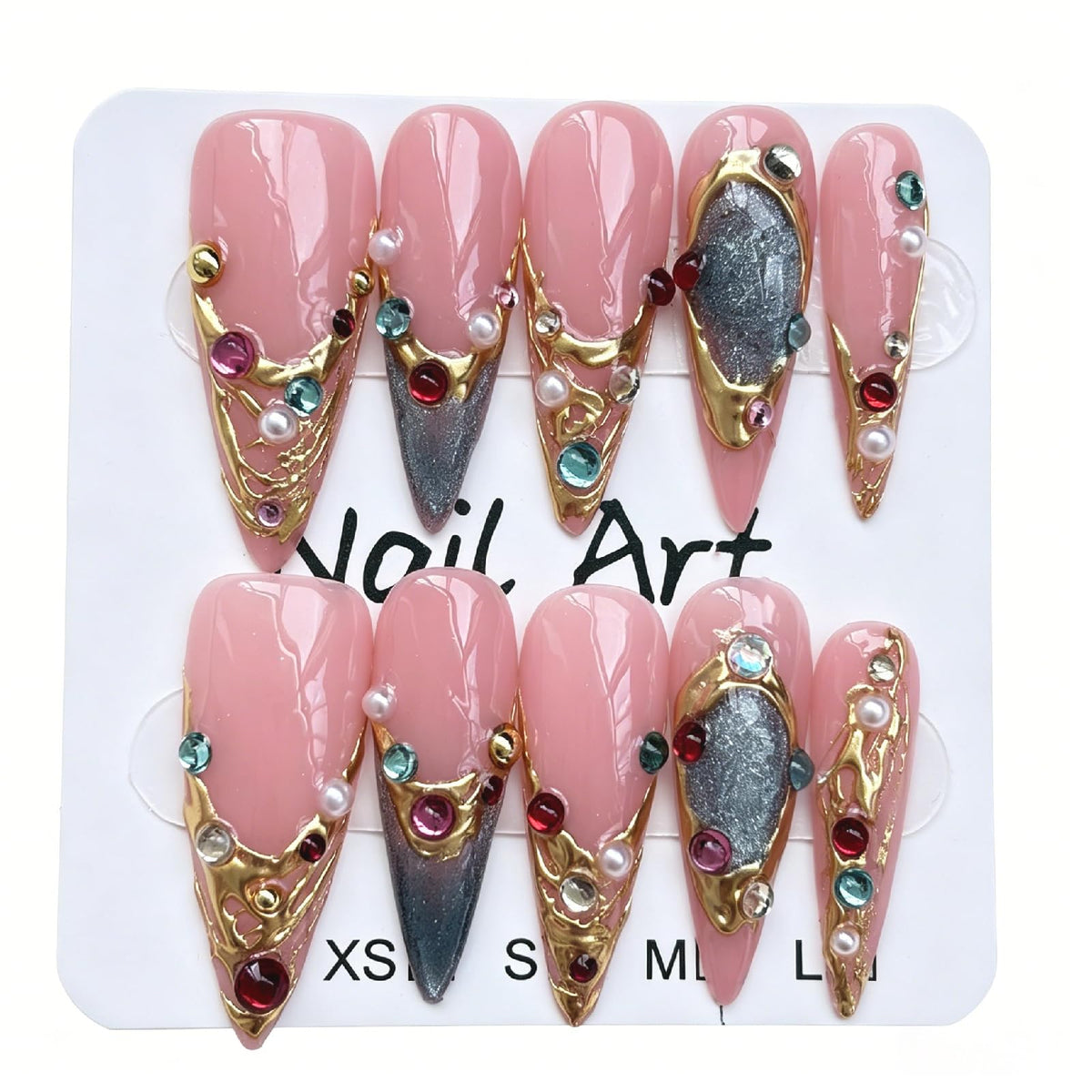 Luxury Handmade Press on Nails Pink Stiletto Nail Tips