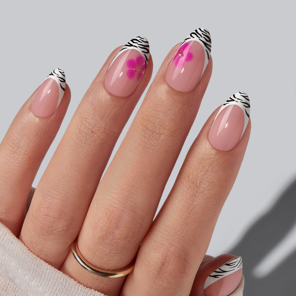 BTArtbox Press On Nails, Extra Short Almond Baby Pink Nails, 32Pcs Full Kit