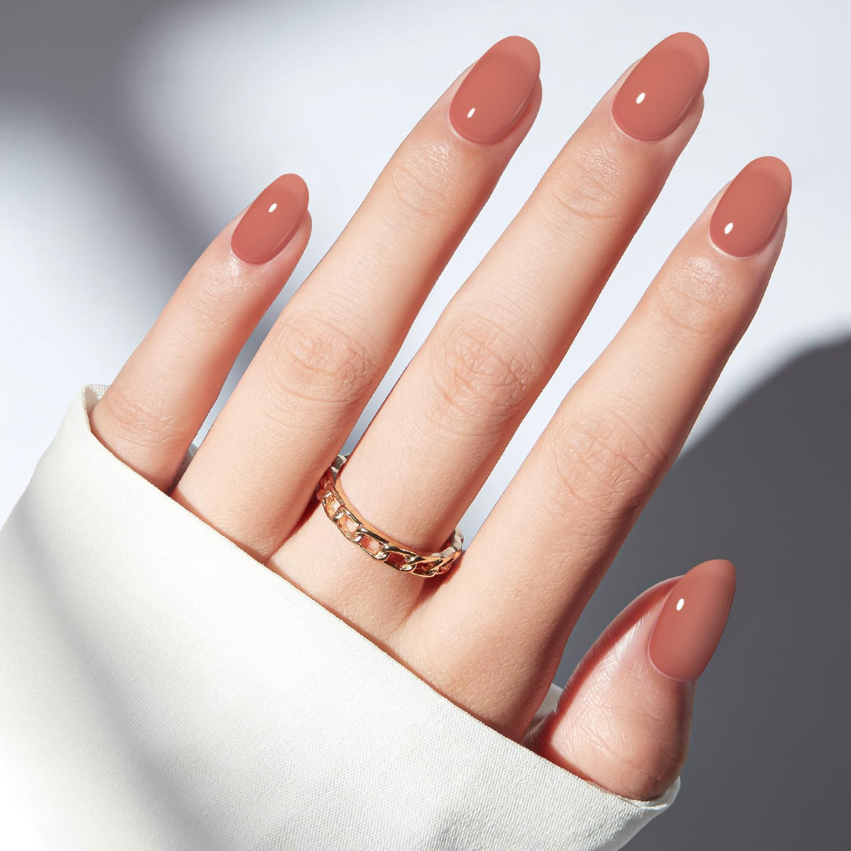 modelones French Tip Press On Nails, Short Oval Fake Nails Nails Press Ons