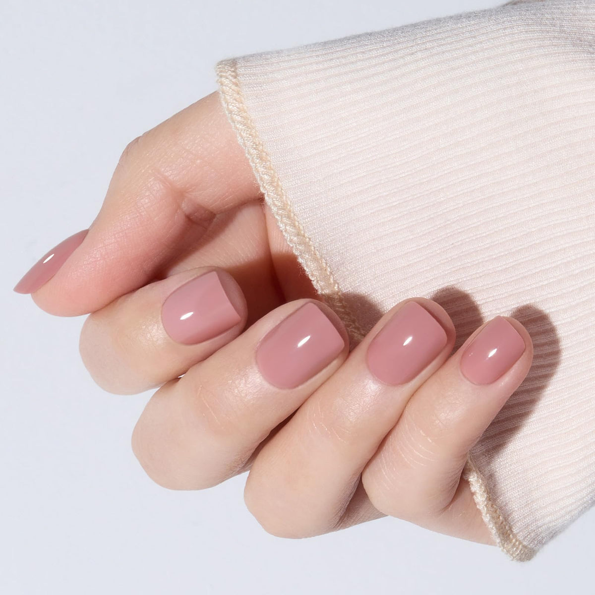 Modelones Extra Short Press on Nails, French Tips Squoval Fake Nails