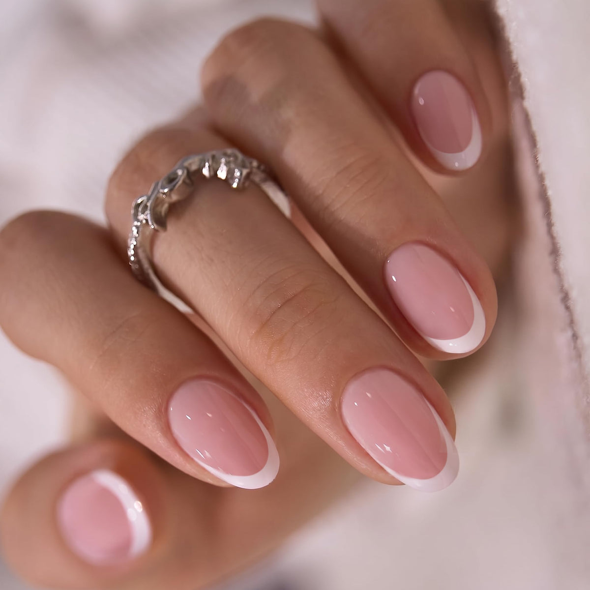 CurvLife Extra Short Oval Press On Nails, Nude Peach Pink, Soft Gel