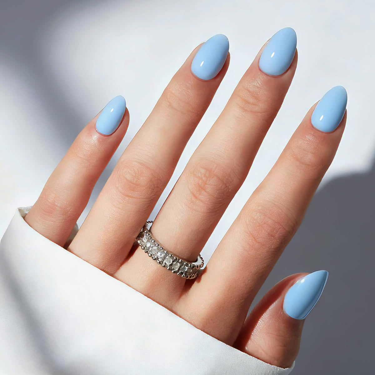 modelones French Tip Press On Nails, Short Oval Fake Nails Nails Press Ons
