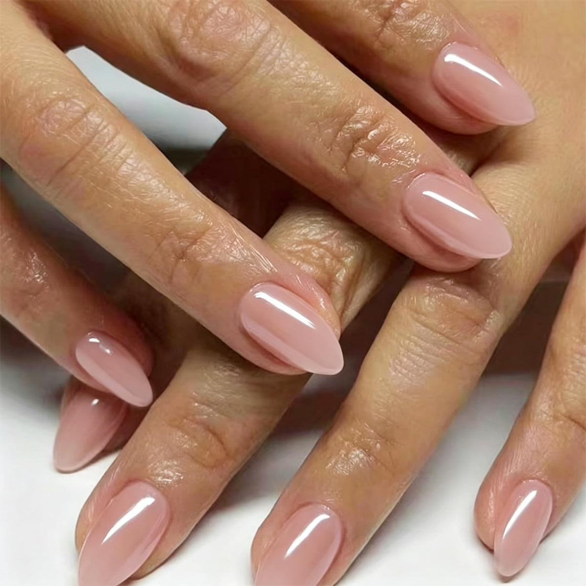 KQueenest Pastel Light Pink Press on Nails Short Oval, Glossy Soft Gel Fake Nails Press on, Round Fake Nails with UV Cover, Thick Acrylic Glue on Nails for Wome Wedding & Everyday 30 Pcs