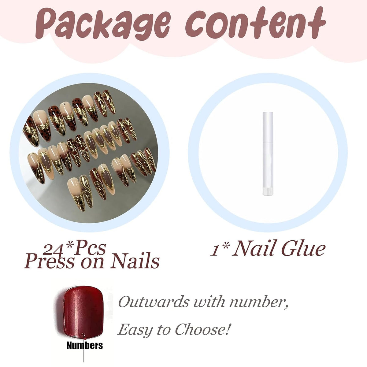 BABALAL Press On Nails Extra Long Stiletto Fake Nails Amber Tortoise Leopard Print 3D Metal Gold Swirl with Rhinestone Vintage Y2K Fall Luxury Glue On Nails
