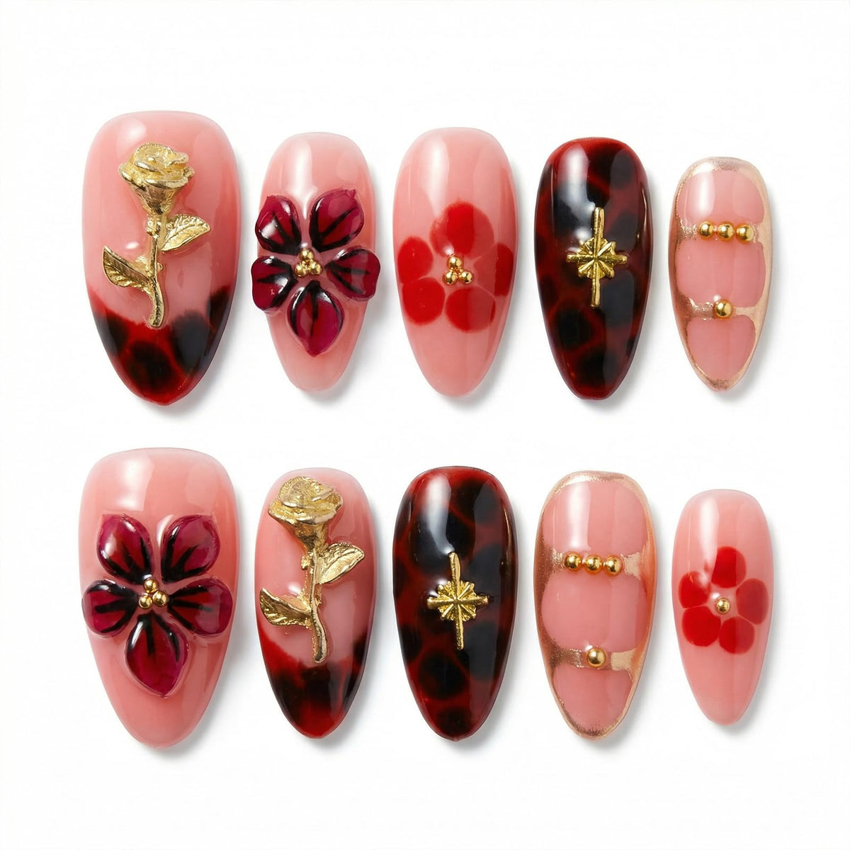Luxury Handmade Press on Nails Medium Almond (Size M)