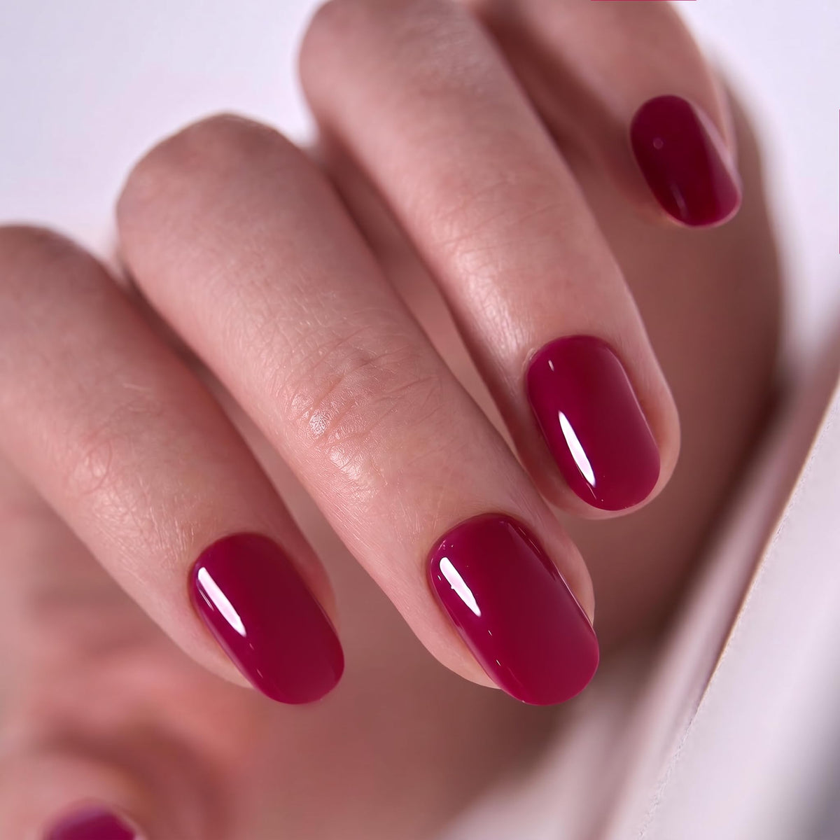 CurvLife Short Oval Chrome Nude Press On Nails, Champagne Pearl, Soft Gel