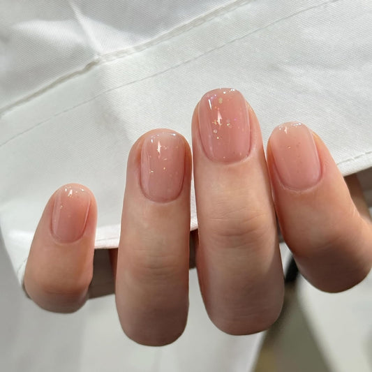 CurvLife Extra Short Square Press On Nails, Nude, Nude Luster, Soft Gel