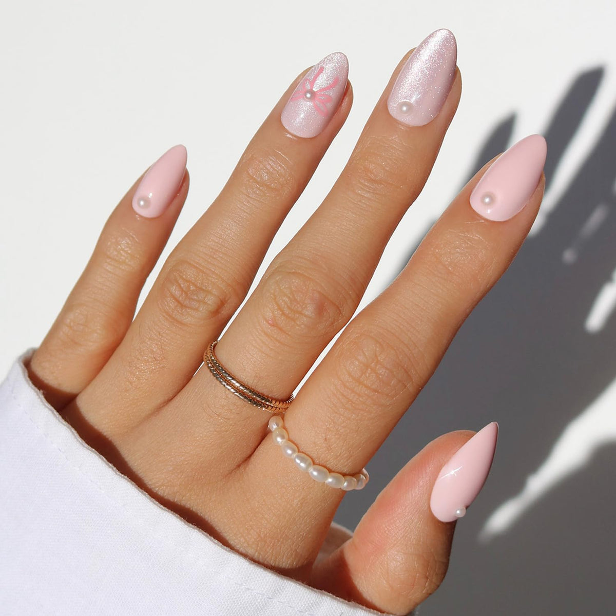Glamnetic Press On Nails - Short Almond, Glazed Fake Nails 30 Pc Full Kit