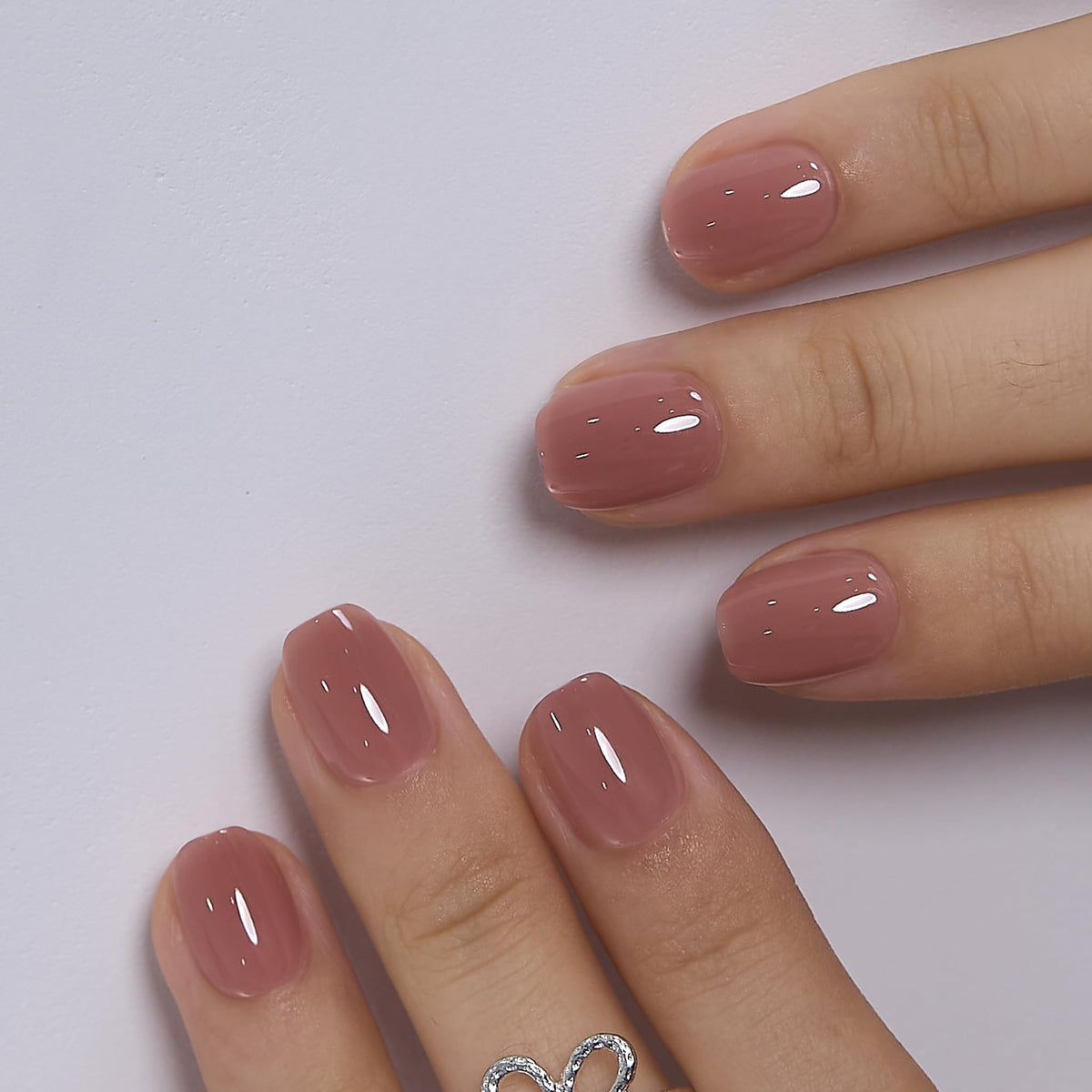 CurvLife Extra Short Square Press On Nails, Nude, Nude Luster, Soft Gel