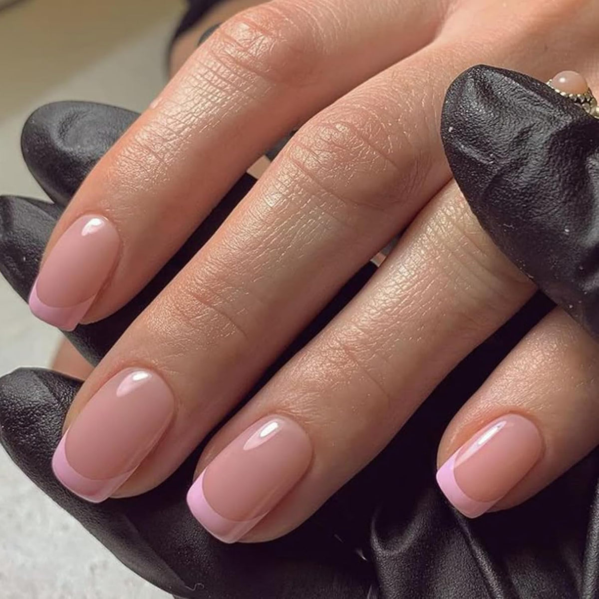 Modelones Extra Short Press on Nails, French Tips Squoval Fake Nails