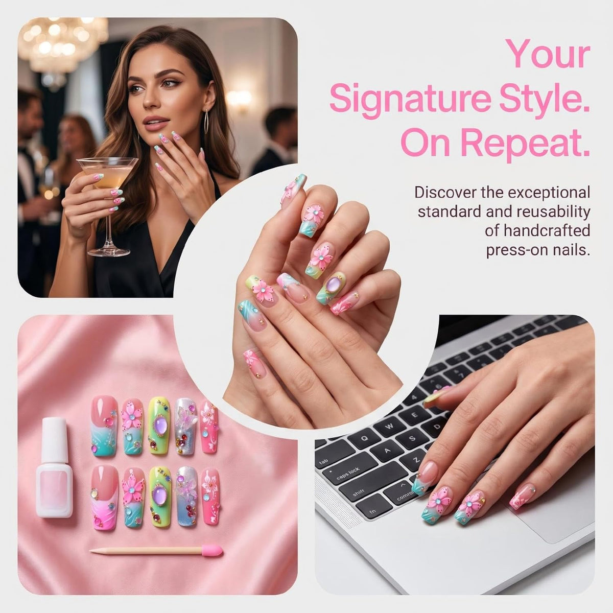 xl Square Handmade Press on Nails Long Luxury Acrylic Fake Nails