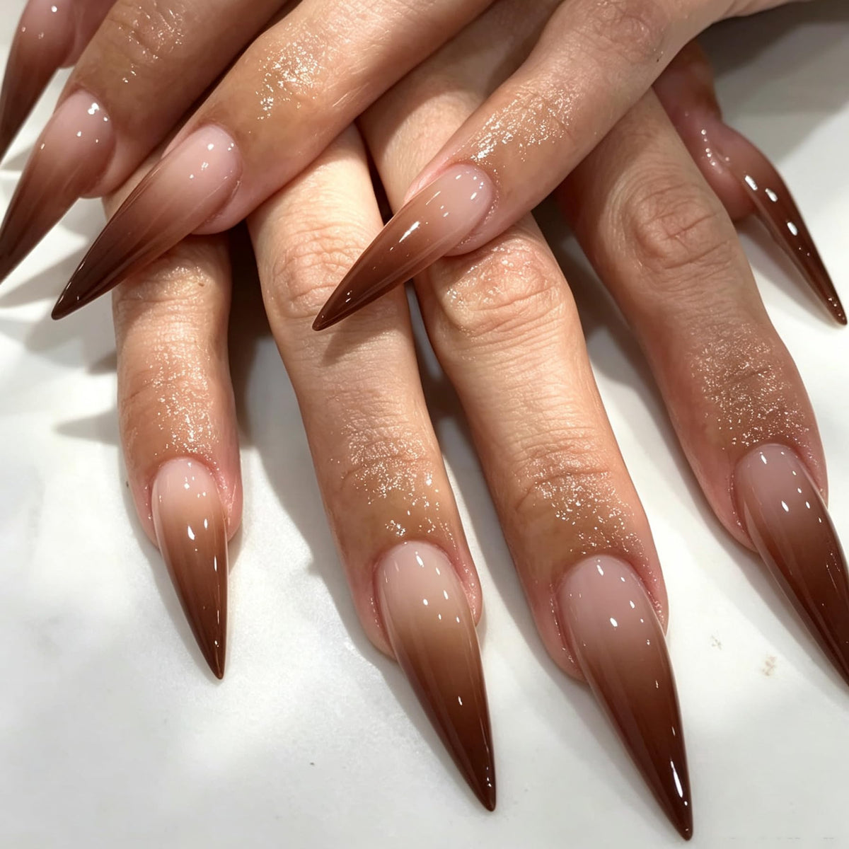 BABALAL Press On Nails, Extra Long Stiletto Fake Nails, Nude Pink, Crystal Rhinestone & Diamond Accents, Glossy Luxury Wedding Party Glue On Nails for Women and Girls 24Pcs