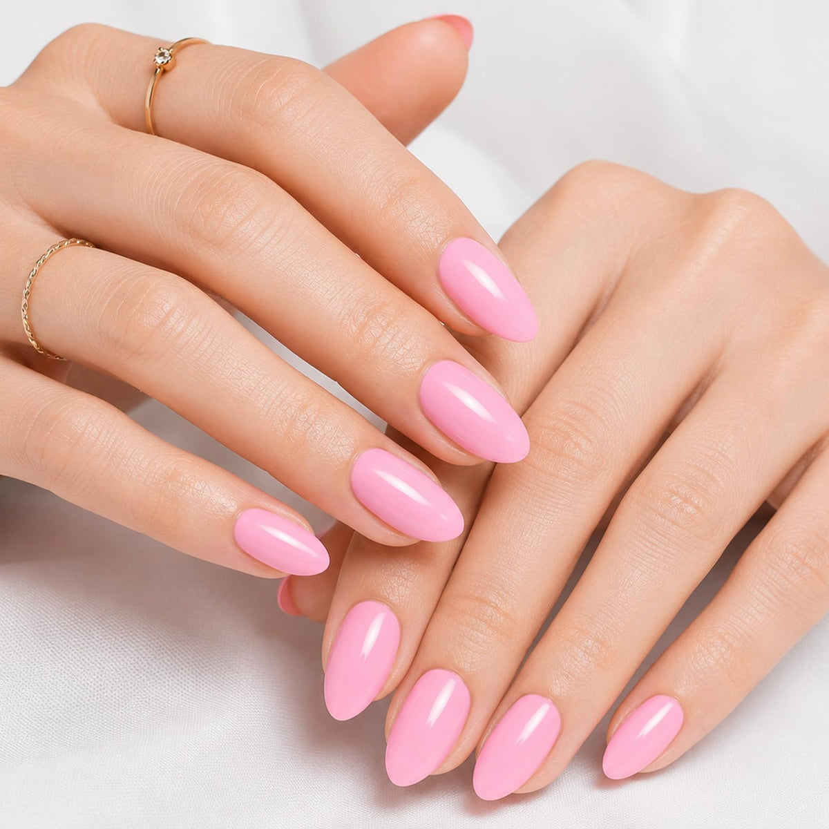 modelones Milky White Press On Nails Short Almond 32Pcs 16 Sizes Reusable