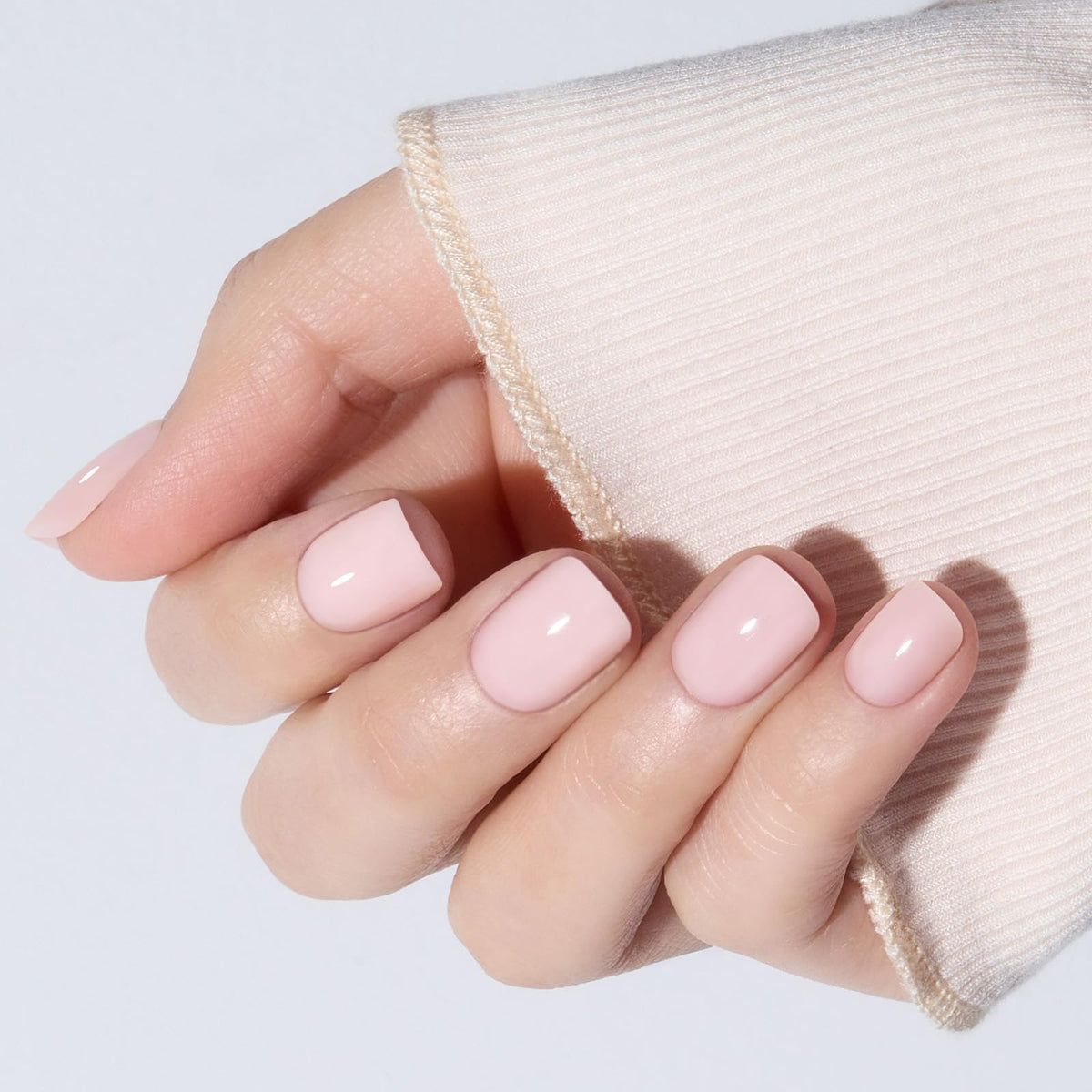 Modelones Extra Short Press on Nails, French Tips Squoval Fake Nails