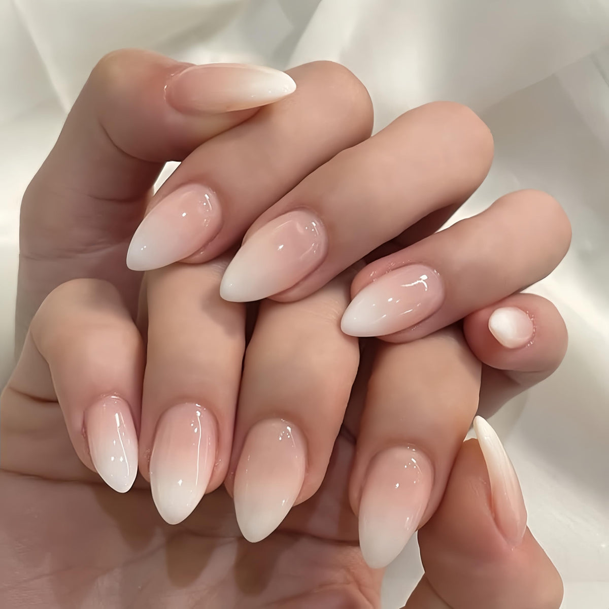 KQueenest Pastel Light Pink Press on Nails Short Oval, Glossy Soft Gel Fake Nails Press on, Round Fake Nails with UV Cover, Thick Acrylic Glue on Nails for Wome Wedding & Everyday 30 Pcs