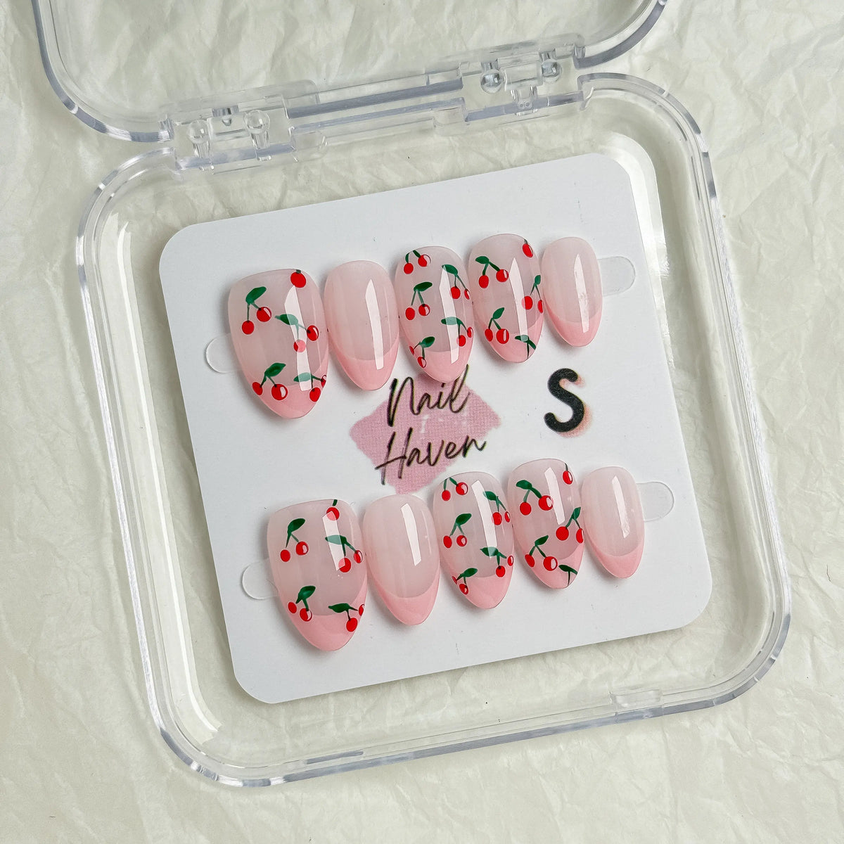 NailHaven| Short Almond Continued Collection - 10 Pcs Handmade Press-On Nails| Cute Acrylic Nails, High Quality Reusable