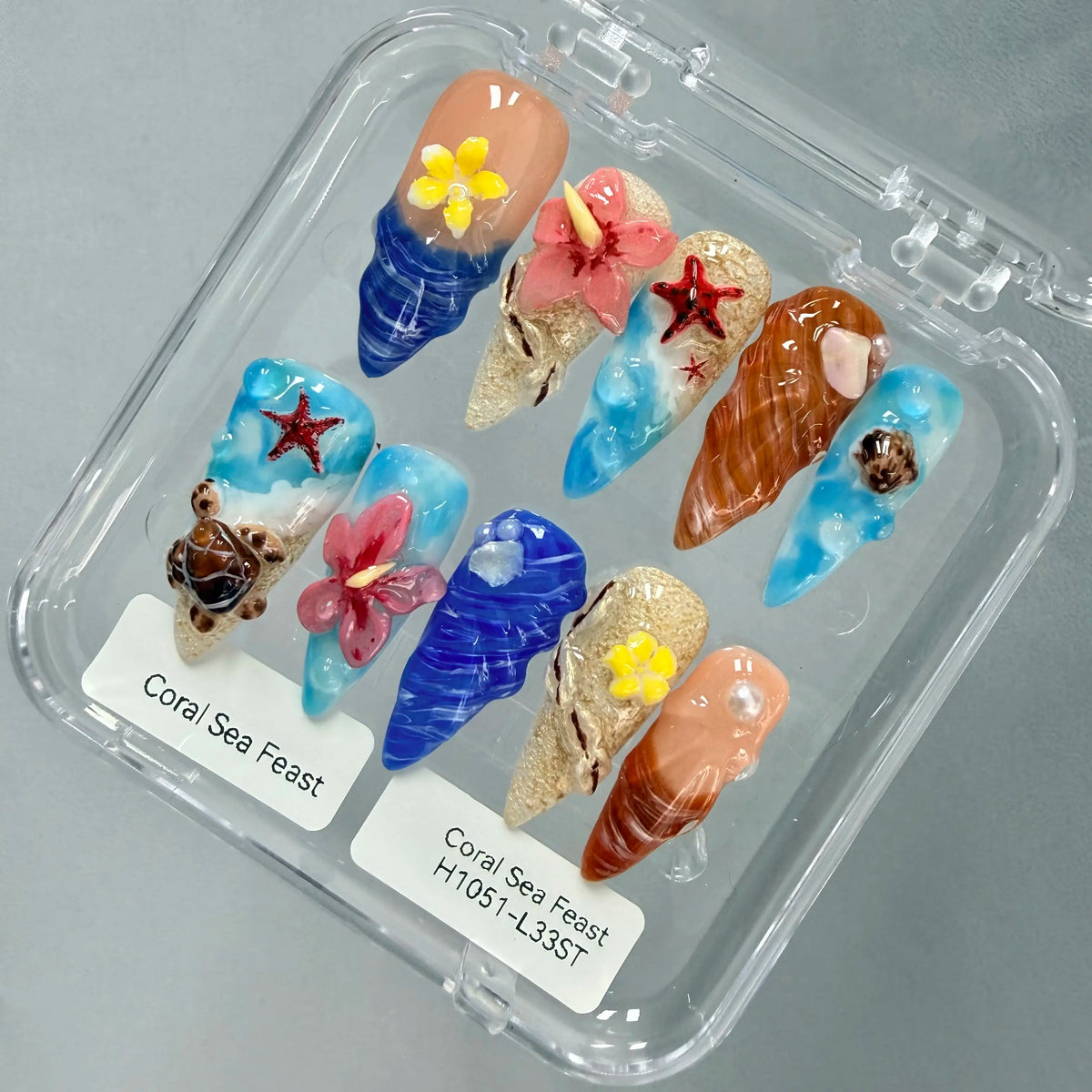 Promake 2026 Summer Handmade Press-On Nails Collection, 100% Luxury Easy Apply Set with Art Designs & Care Tools, Beach Ready Unique Look Sizes S-L, Salon-Quality at Home, Ready to Gift,sohochic