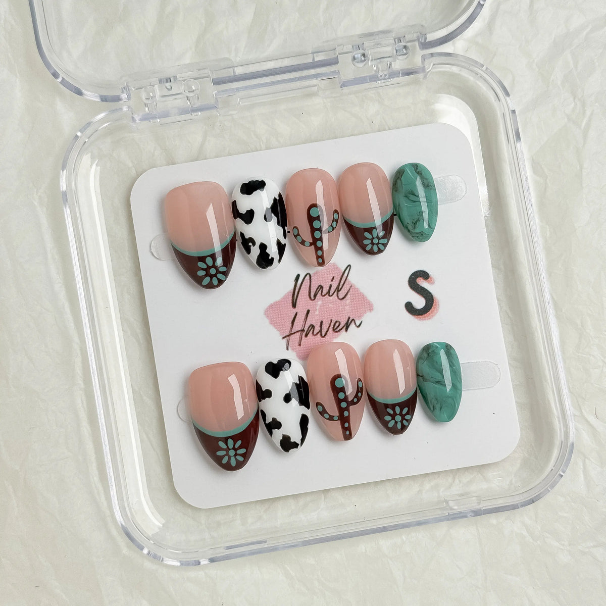 NailHaven| Short Almond Continued Collection - 10 Pcs Handmade Press-On Nails| Cute Acrylic Nails, High Quality Reusable