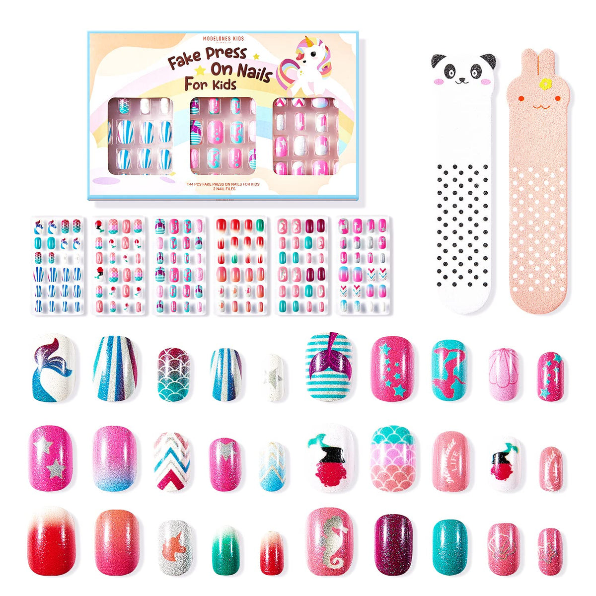 Modelones Extra Short Press on Nails, French Tips Squoval Fake Nails