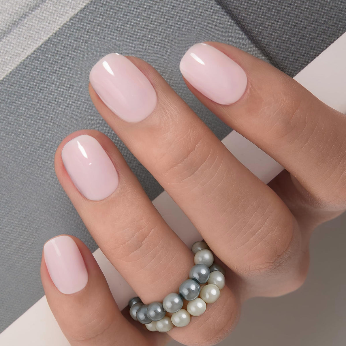 CurvLife Extra Short Oval Press On Nails, Nude Peach Pink, Soft Gel