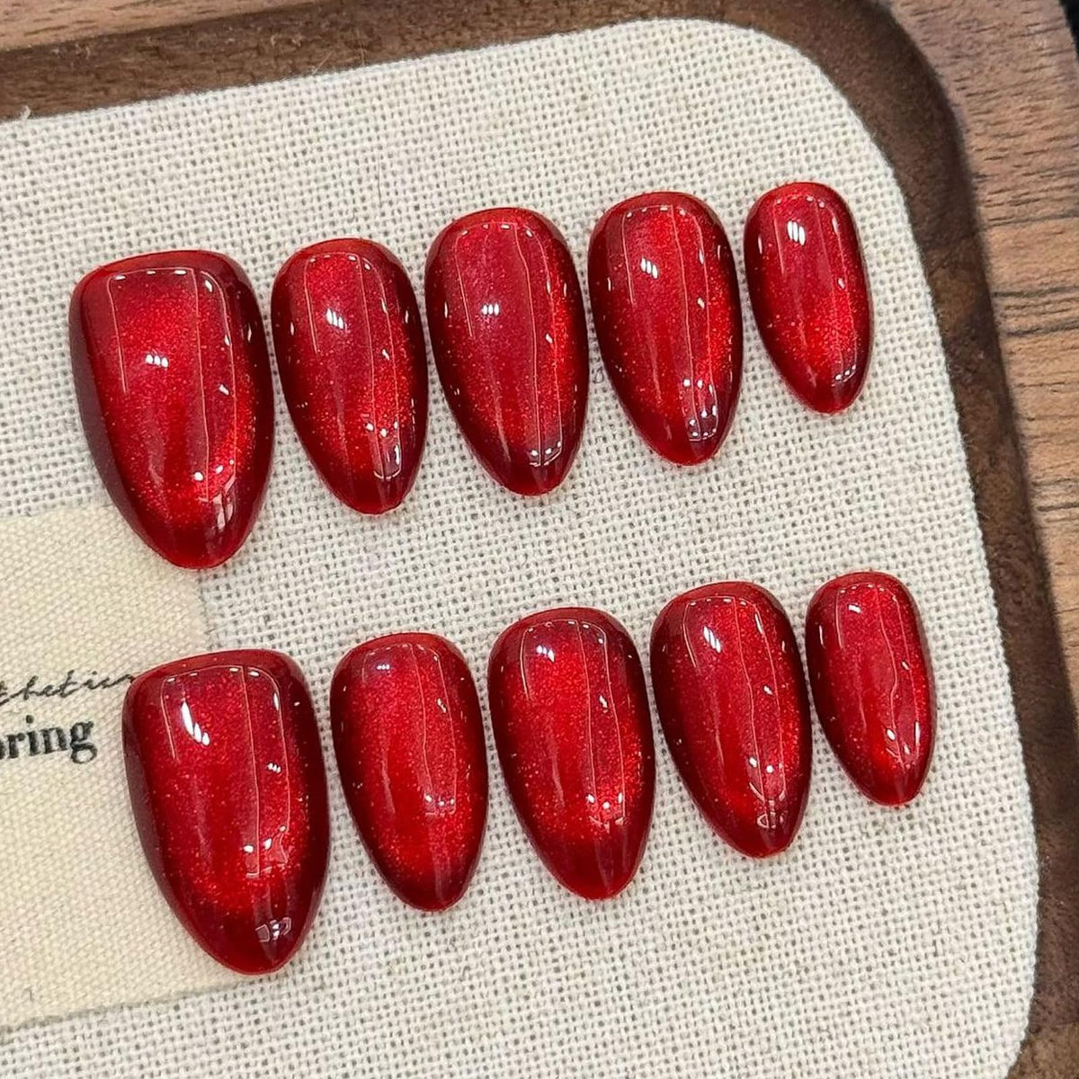 Nude Jelly Press on Nails Long Coffin, Handmade Luxury Rhinestone False Nails with Crystal & Pearl, Glossy Nude Ballerina Fake Nails Reusable Stick On Nails Set for Women 10Pcs