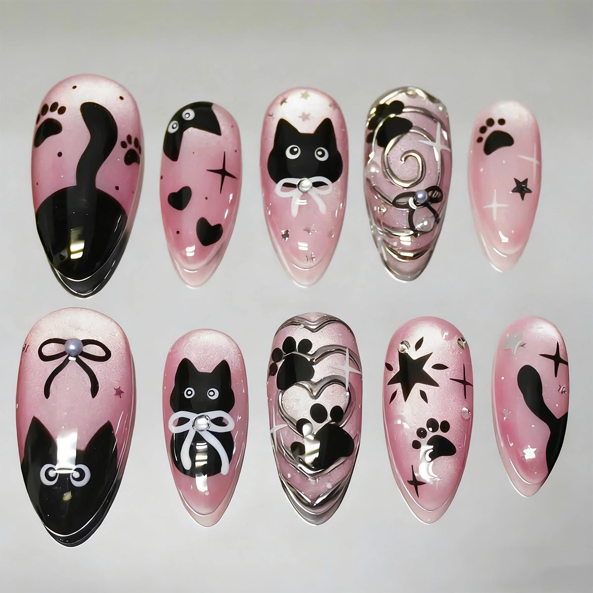 BABALAL Bridal Lace Press On Nails, Medium Almond Fake Nails with 3D White Floral & Pearl, Nude Ombre Acrylic Stick On Nails for Women 24Pcs