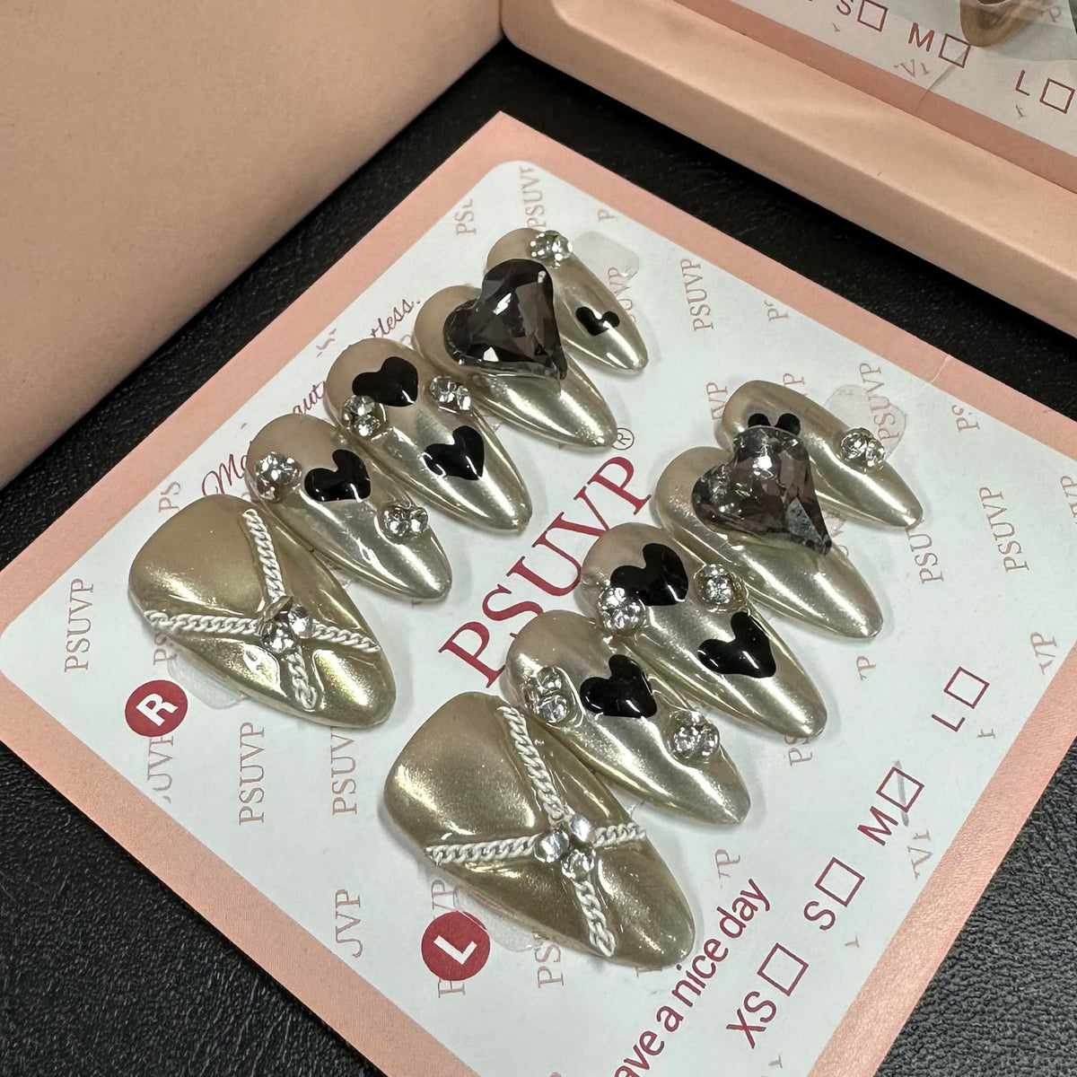 10Pcs Handmade Press On Nails 3D White Floral Luxury Diamond Coffin M