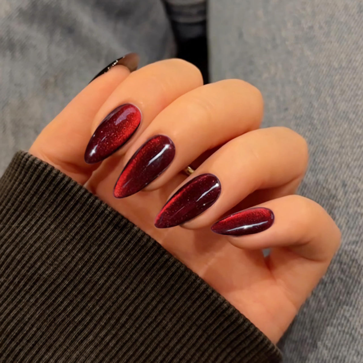 Qsnidy Press on Nails Almond, Ombre Nude to White, Glossy Fake Nails