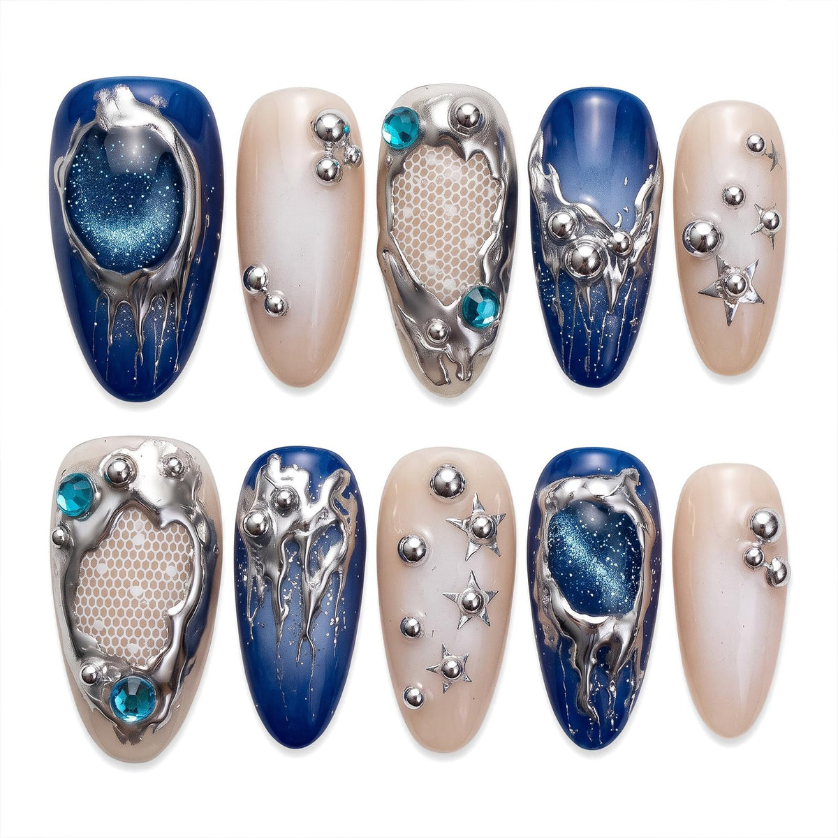 Luxury Handmade Press on Nails Medium Almond (Size M)