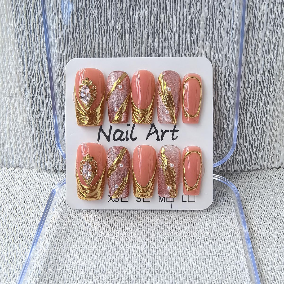 Handmade Press on Nails Medium Square Fake Nails Green Ombre French Tip with 3D Flower Designs luxury Rhinestones Glossy Cute Acrylic Nails for Women 10pcs (Size M）