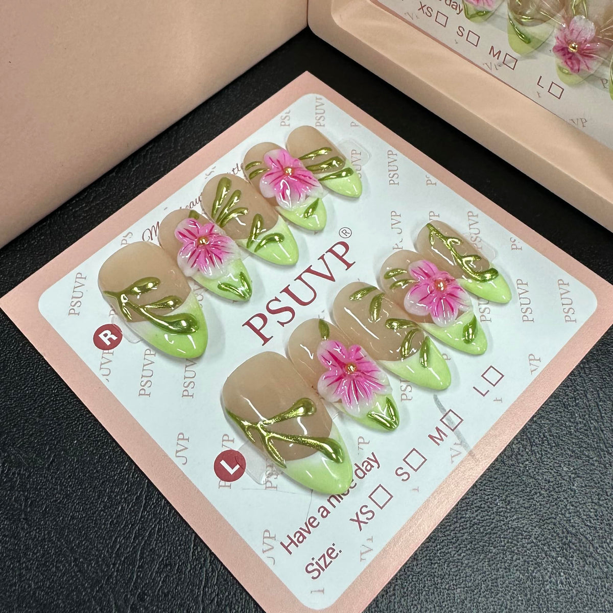 10Pcs Handmade Press On Nails 3D White Floral Luxury Diamond Coffin M