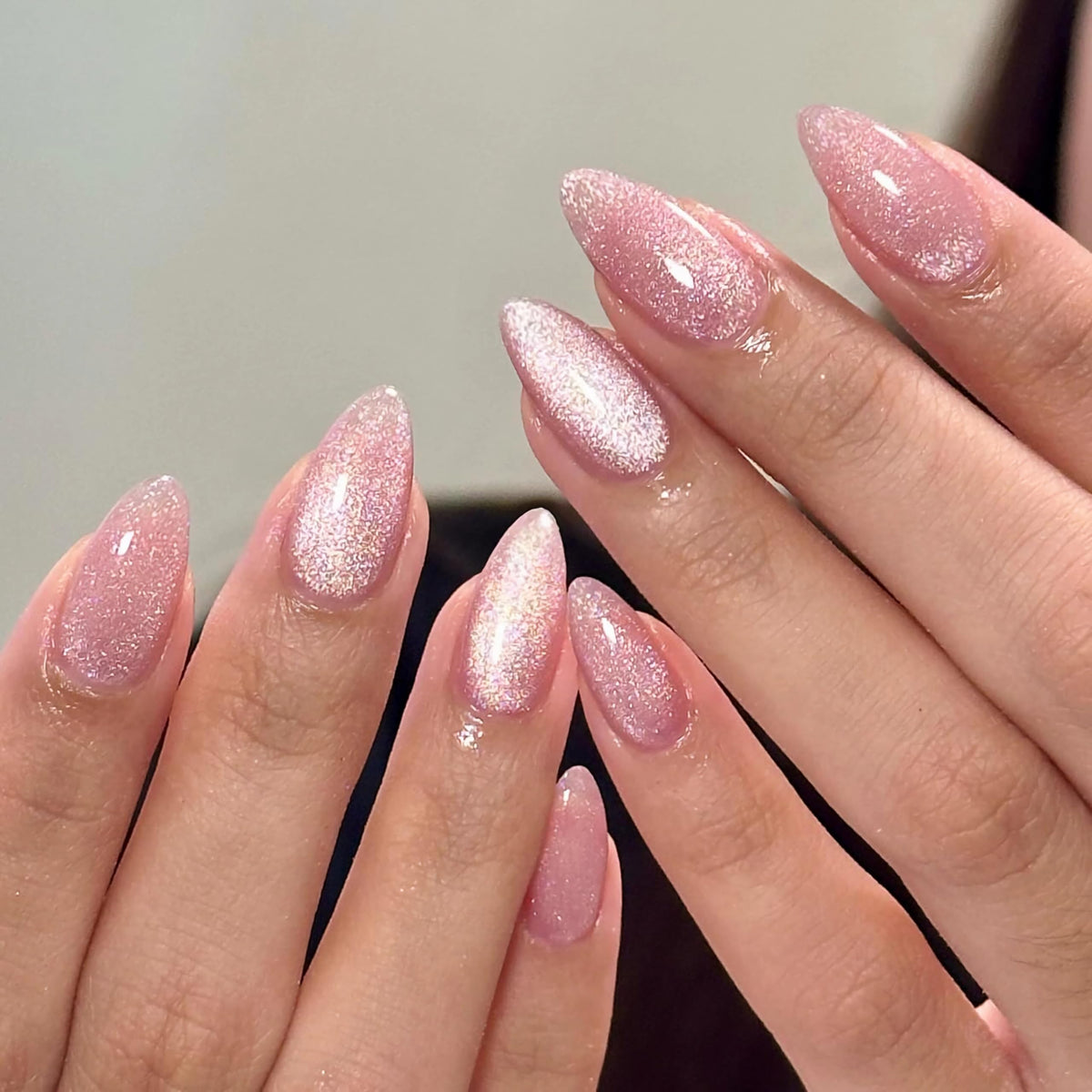 Qsnidy Press on Nails Almond, Ombre Nude to White, Glossy Fake Nails