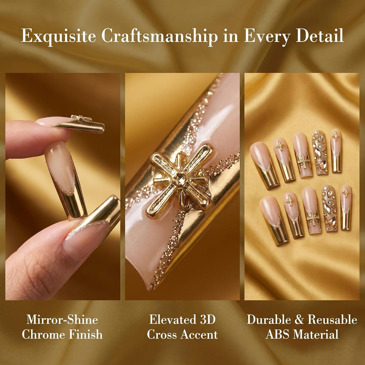 Coffin Press on Nails Long Acrylic Luxury Fake Nails 24pcs
