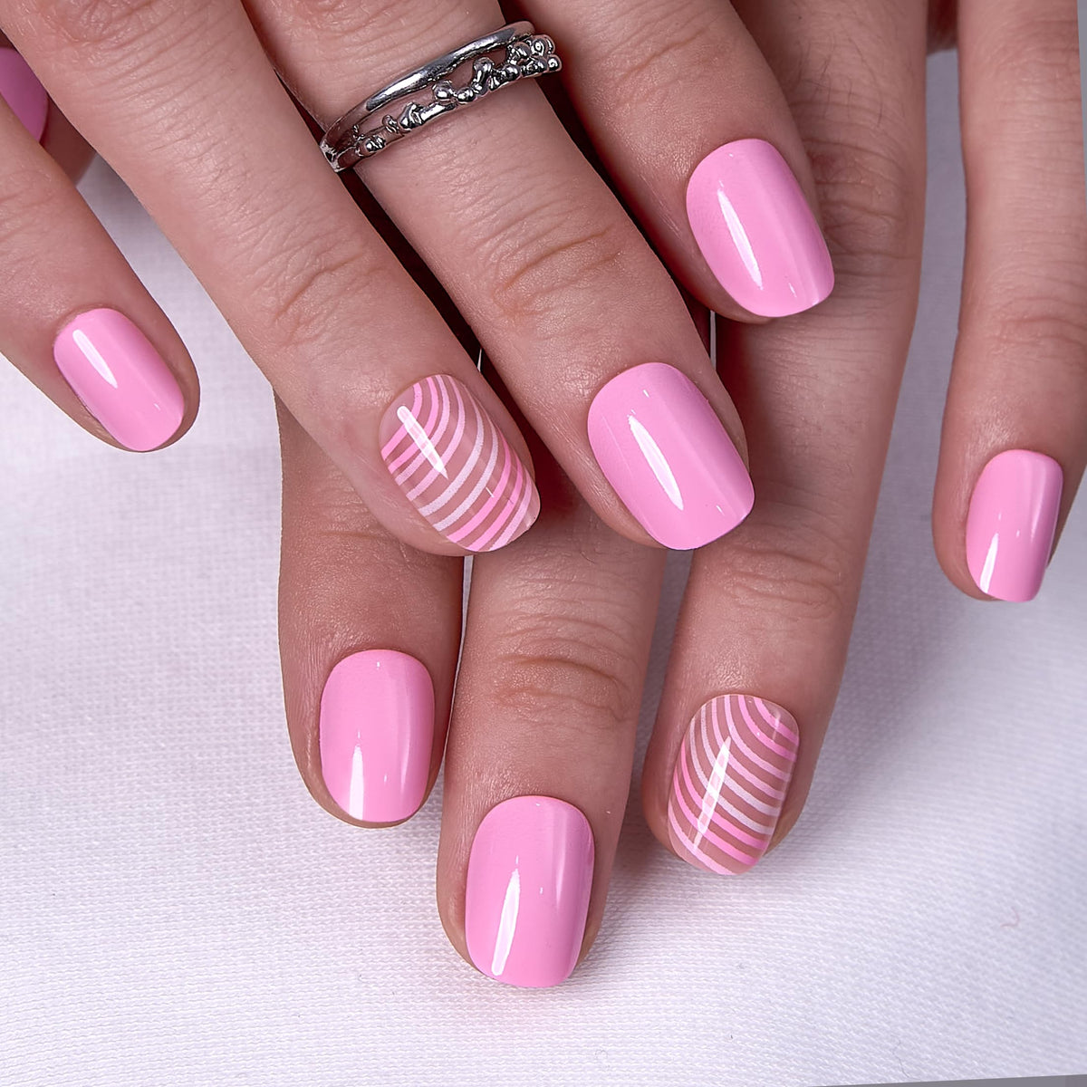 CurvLife Extra Short Oval Press On Nails, Nude Peach Pink, Soft Gel